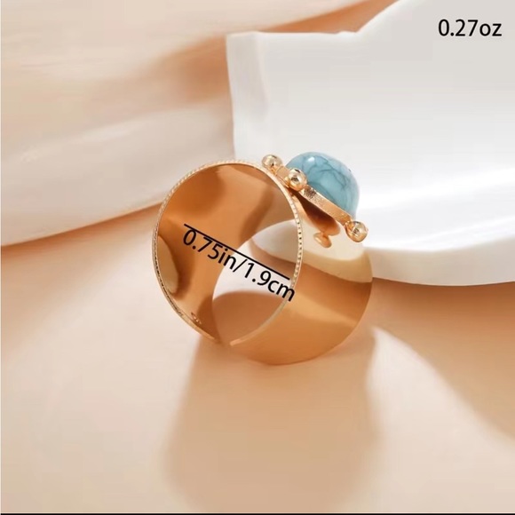 18K Gold Plated Boho Style Turquoise Ring - Picture 6 of 6